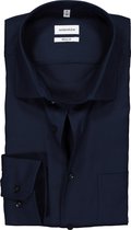Seidensticker regular fit overhemd - donkerblauw structuur - Strijkvrij - Boordmaat: 41