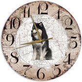 Houten Klok - 30cm - Hond - Finse Lappenhond