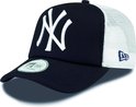 Casquette bleu marine avec logo 'NY' blanc, côtés en mesh blanc et visière.