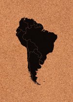 Prikbord kurk | 40x60 cm staand | Zuid-Amerika kaart