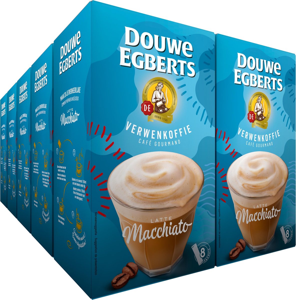 Douwe Egberts Verwenkoffie Latte Macchiato Oploskoffie - 10 x 8 zakjes
