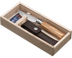 Opinel No.08 Zakmes - RVS - Olijfhout - Houten kistje