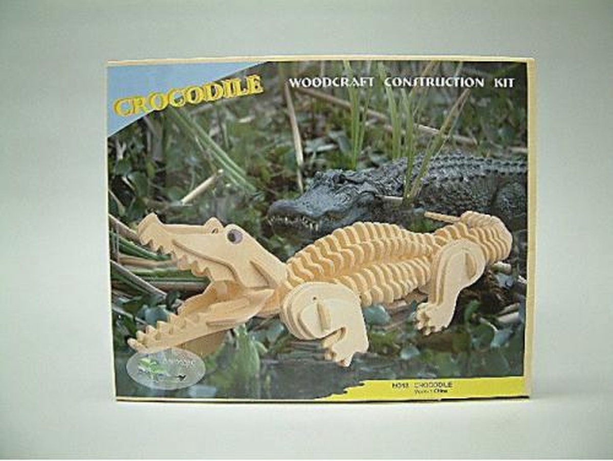 DIY Krokodil van Hout – 3D Puzzel en Knutselset – Vanaf 7 Jaar