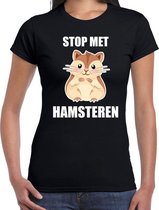 Stop met hamsteren t-shirt zwart voor dames XS