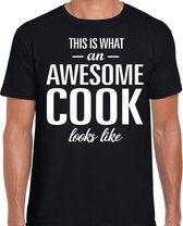 Awesome Cook - geweldige kok cadeau t-shirt zwart heren - beroepen shirts / verjaardag cadeau S