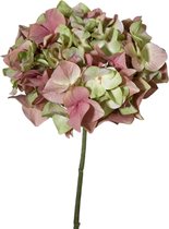 Viv! Home Luxuries Hortensia - zijden bloem - roze met groen - 48cm