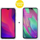 Samsung A40 Telefoonhoesje met 2 x Screenprotector | Siliconen Tpu ShockProof Back Cover | Gehard Beschermglas | Transparant