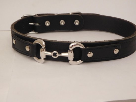 Onderdrukker Gemengd een beetje Zwarte leren halsband met paardenbit maat L | bol.com