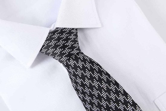 Zijden stropdassen - stropdas heren ThannaPhum Zijden stropdas zwart met  grijs ruitmotief | bol.com