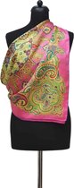 ThannaPhum Luxe zijden sjaal - fel roze multicolor 85 x 85 cm