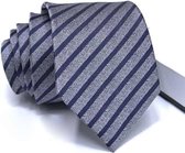 Zijden stropdassen - stropdas heren - ThannaPhum Zwart zilverkleurige gestreepte zijden stropdas