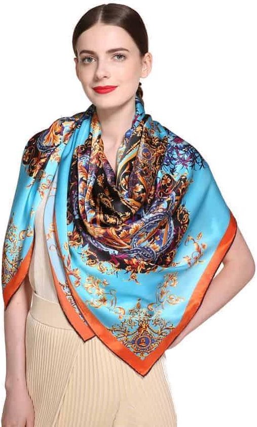 Uitgaven Regan voorkomen ThannaPhum Luxe zijden sjaal met Oosters design 130 x 130 cm | bol.com