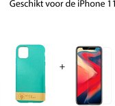 iphone 11 hoesje back cover siliconen Tpu - Mint Groen + Screenprotector