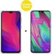 Samsung A40 Telefoonhoesje met Screenprotector | Siliconen Tpu ShockProof Back Cover | Gehard Beschermglas | Transparant