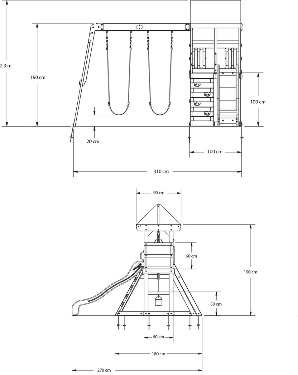 Backyard Discovery Buckley Hill Speeltoestel - Speeltoren met Schommels, Glijbaan, Zandbak en Klimladder - Speelhuis met verdieping van hout voor de tuin / buiten — afbeelding 5