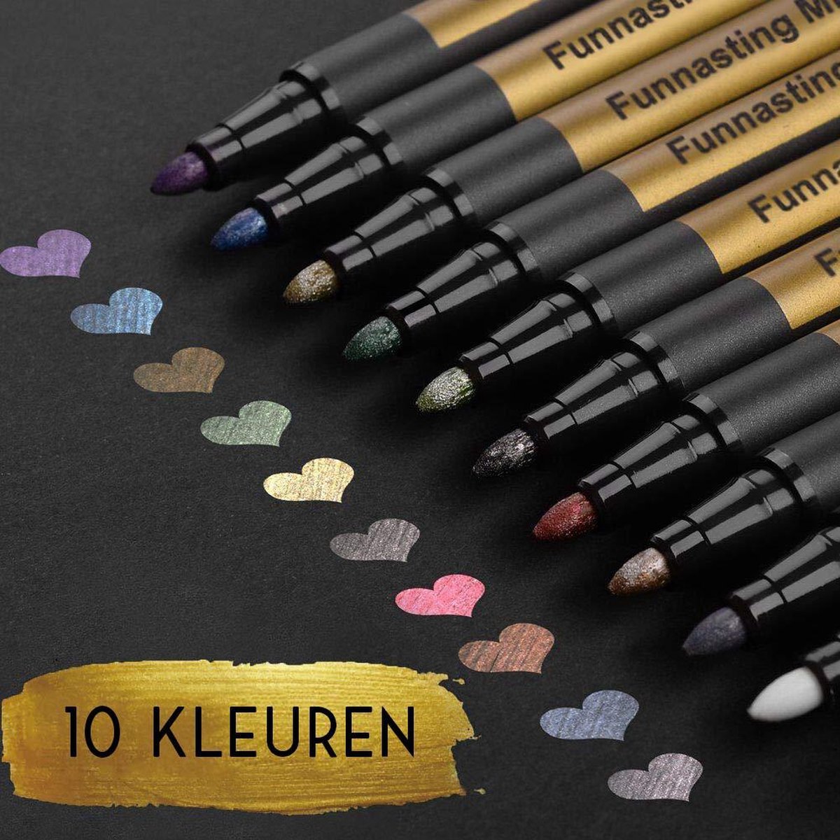 10 Metallic Pennen - Luxe Stiften in tien kleuren - mooie verpakking |  bol.com