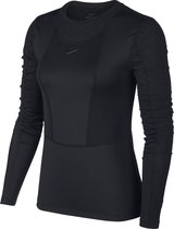 Nike W Np Ls Warm Hollywood Top Dames Sporttrui - Black/Clear - Maat M