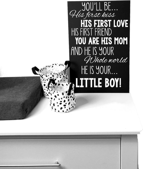 Tekstbord  voor baby of kinderkamer little boy-origineel kraamcadeau baby jongen-60x40 cm lxb