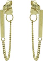 Karma oorbel Chain Tubes Square Silver Goldplated-M1819