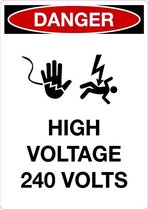 Sticker 'Danger: High voltage 240 Volts' 105 x 148 mm (A6)