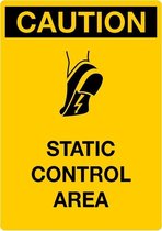 Sticker 'Caution: static control area', geel, 210 x 148 mm (A5)