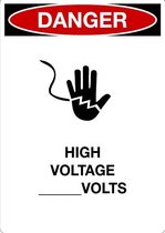 Sticker 'Danger: High voltage ... Volts' 148 x 210 mm (A5)
