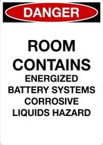 Sticker 'Danger: Room contains corrosive liquids hazard' 210 x 148 mm (A5)