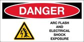 Sticker 'Danger Arc flash and electrical shock exposure',150 x 75 mm