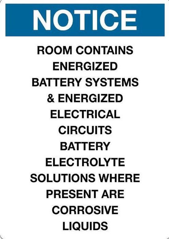 Sticker 'Notice: Room contains energized electrical circuits' 210 x 148 ...