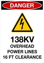 Sticker 'Danger: 138 KV, overhead power lines' 148 x 210 mm (A5)