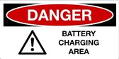 Sticker 'Danger: Battery charging area', met gevaarteken, 100 x 50 mm