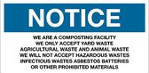 Sticker 'Notice: We are a composting facility' 300 x 150 mm