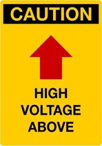 Caution sticker High voltage above, staand 297 x 210 mm (A4)