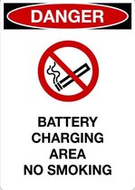 Sticker 'Danger: Battery charging area, no smoking' 297 x 210 mm (A4)