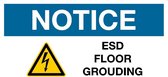 Sticker 'Notice: ESD floor grounding', 100 x 50 mm