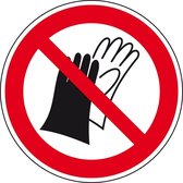 Verboden handschoenen te gebruiken sticker - ISO 7010 - P028 200 mm