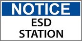 Sticker 'Notice: ESD station', 150 x 75 mm