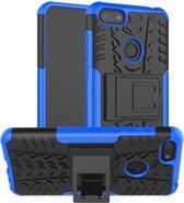 Rugged Kickstand Back Cover - Geschikt voor Motorola Moto E6 Play Hoesje - Blauw