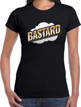 Bastard fun tekst t-shirt voor dames zwart  in 3D effect 2XL
