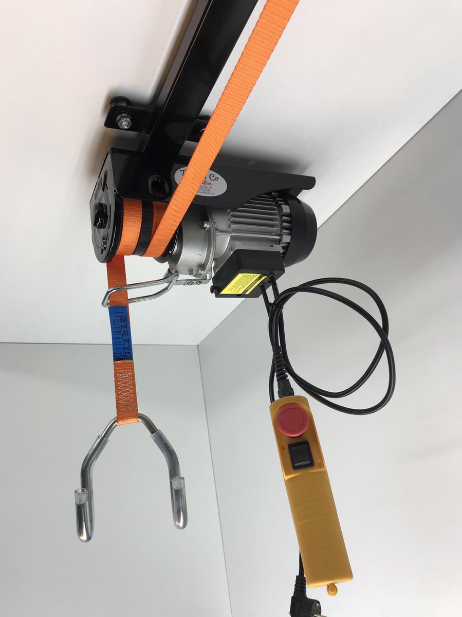 Takel en Co Electrische Fietslift zwart met oranje hijsbanden 125kg met CE-Keur certificering