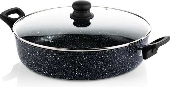 Westinghouse hapjespan inductie - ø 32 cm - zwart marmer - met deksel - pfoa vrij