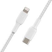 Belkin Braided iPhone Lightning naar USB-C kabel - 2m - Wit