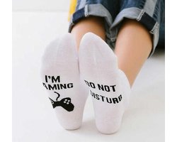 Game sokken - Wit met Tekst: Do not disturb, I'm gaming - maat 37-41
