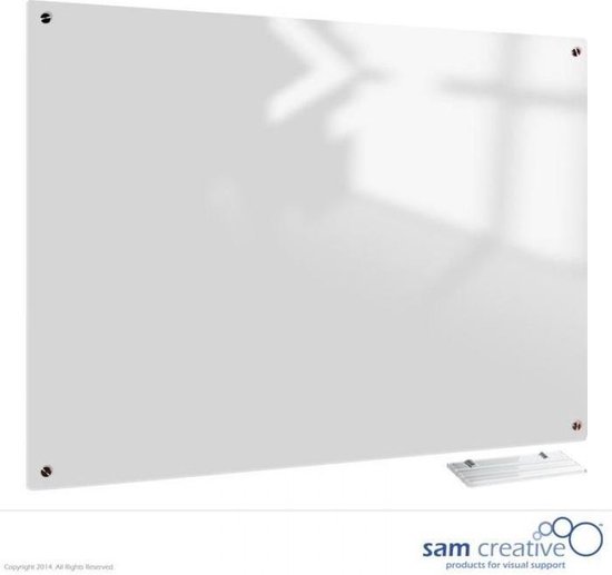 Whiteboard Glas Solid Clear White 60x120 cm | sam creative whiteboard | White magnetic whiteboard | Glassboard Magnetic - Sam Creative