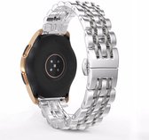 Smartwatch bandje - Geschikt voor Samsung Galaxy Watch 3 41mm, Active 2, 20mm horlogebandje - RVS metaal - Fungus - Fijne schakel - Zilver