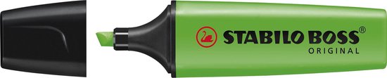 Groene Stabilo BOSS Original markeerstift met zwarte dop.