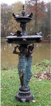 Tuinbeeld - bronzen beeld - 3 Vrouwen met vogel fontein - 205 cm hoog