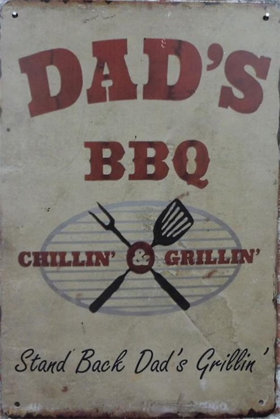 Wandbord, Dads BBQ, Barbecue, Wand Decoratie, Emaille, Reclame Bord, Tekst,  Metalen... | bol.com