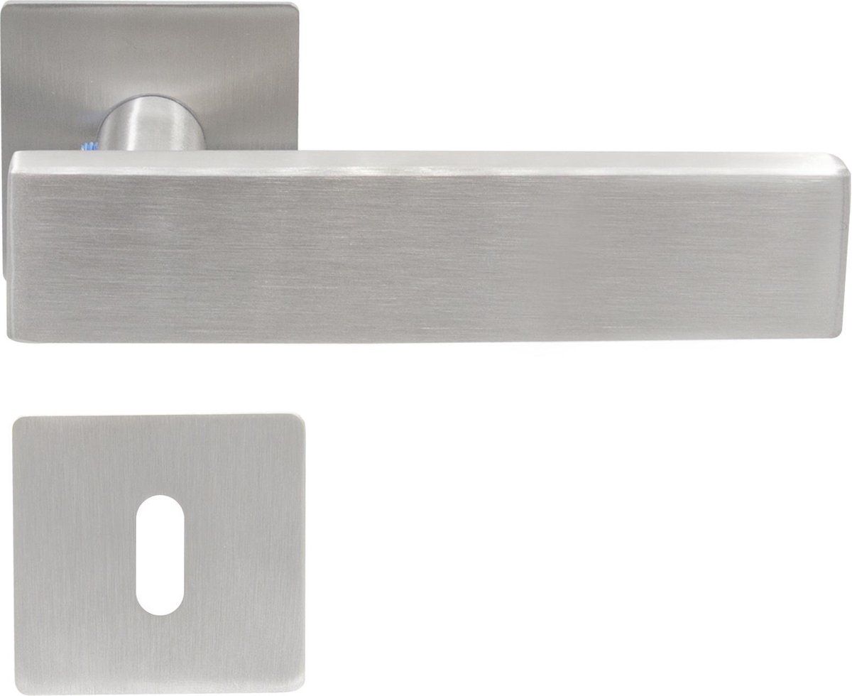 Slotman Solutions Deurklink Sleutelgat – RVS – Vierkante Magneet Rozet – Deurbeslag Set
