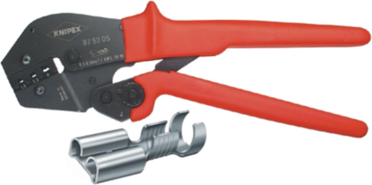 Knipex 97 52 05 SB Krimptang voor Ongensoleerde Connectoren, 4.8/6.3 mm